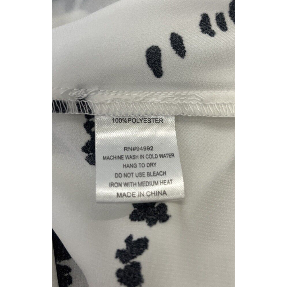 P Luca Milano Dropback Blouse High Low White & Black Spotted Stripes Medium FS - Picture 6 of 10